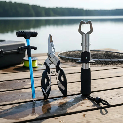 Combo De Pesca Pinza De Corte Pinza Boga Grip Y Saca Anzuelo Negro