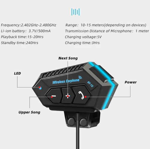 Auriculares Simil Intercomunicador Para Motos Bluetooth