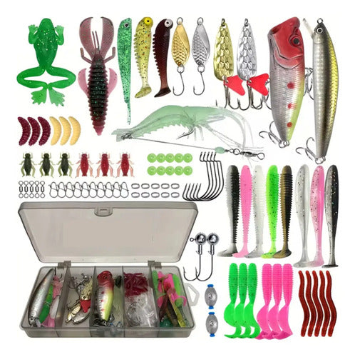 Kit Pesca Señuelos Cebos Varios Set De Agua Salda Y Dulce Varios