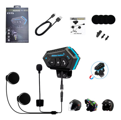 Auriculares Simil Intercomunicador Para Motos Bluetooth