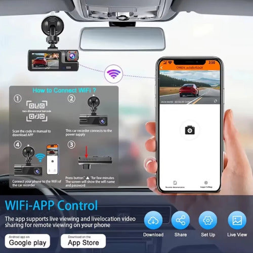 Camara Para Auto Dashcam Grabadora Frontal Y Trasera + 64 Gb
