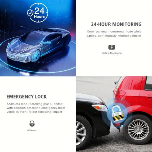Camara Para Auto Dashcam Grabadora Frontal Y Trasera + 64 Gb