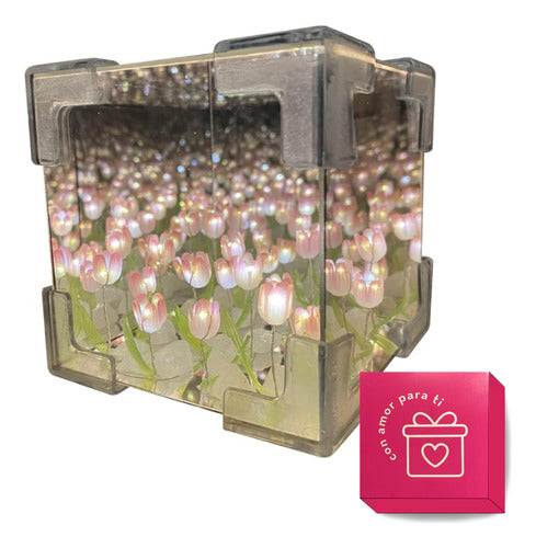 Lampara Jardin Infinito De Flores Tulipanes Veladora