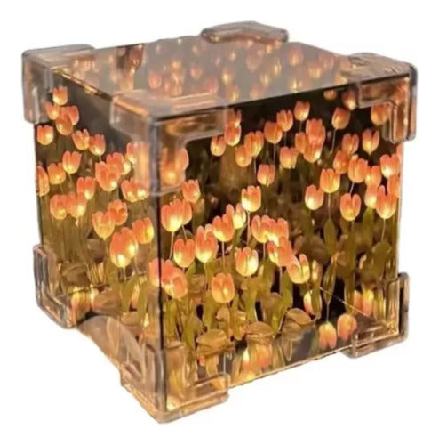 Lampara Jardin Infinito De Flores Tulipanes Veladora