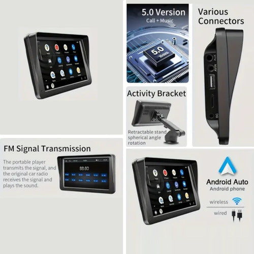 Radio Multimedia Pantalla Android Apple Carplay Maps Waze Negro