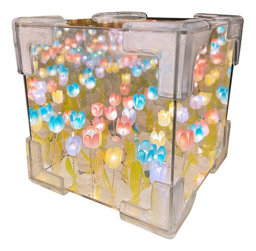Lampara Jardin Infinito De Flores Tulipanes Veladora