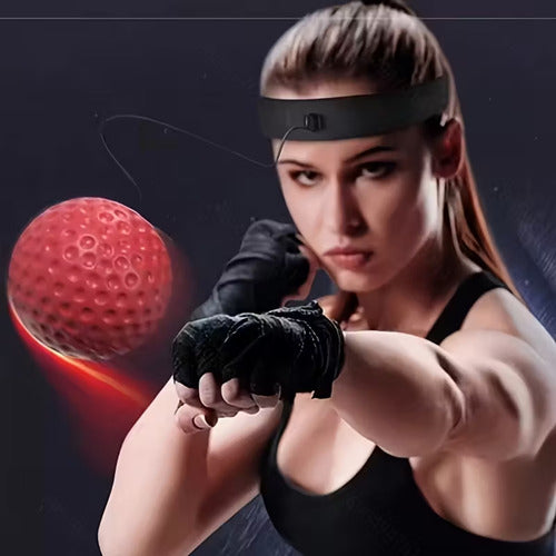 Pelota De Reflejos Con Vincha Banda Elastica Entrenar Boxeo Negro Universal