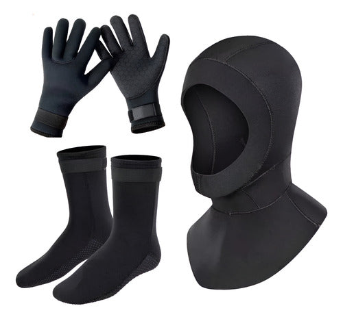 Capucha Medias Y Guantes De Neopreno Natacion Surf Buceo 3mm