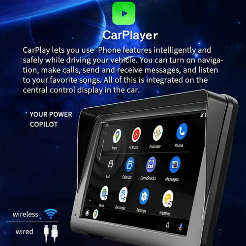 Radio Multimedia Pantalla Android Apple Carplay + Camara 7'' Negro
