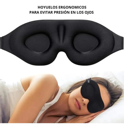 Antifaz Mascara Para Dormir De Tela Ergonómico Cubre Ojos 3d Negro Descanso Profundo