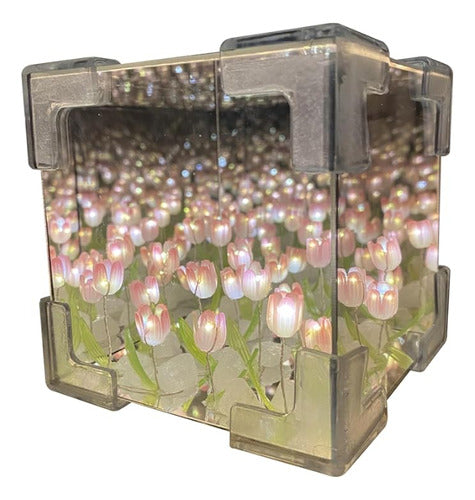Lampara Jardin Infinito De Flores Tulipanes Veladora