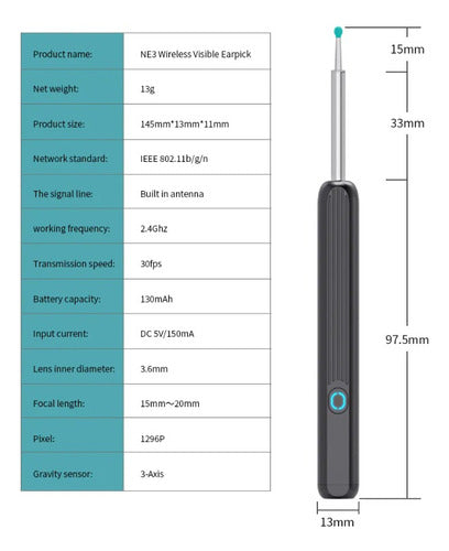 Limpiador Oido Otoscopio Inalámbrico Camara Hd Recargable