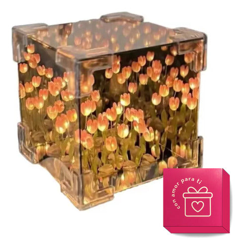 Lampara Jardin Infinito De Flores Tulipanes Veladora