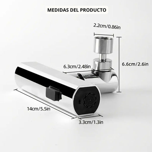 Cabezal Puntero Giratorio Canilla Cocina Universal 4 Modos Plateado Brillante