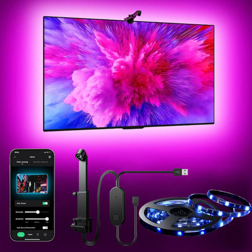 Cinta Tira Luces Led Rgb Sincroniza Colores De Tv O Monitor