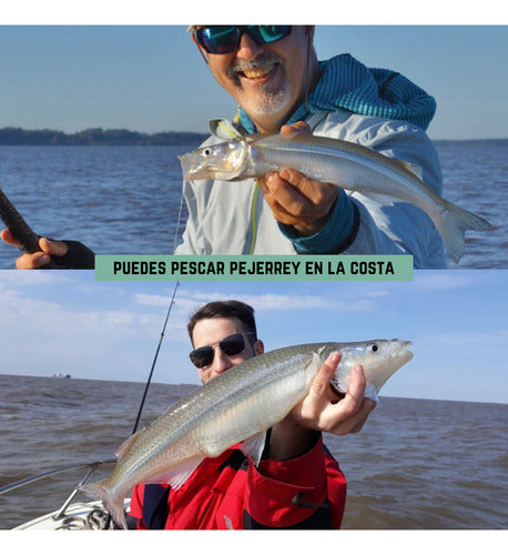 Combo De Pesca Con Caña Reel Tanza Estuche Señuelos Anzuelos