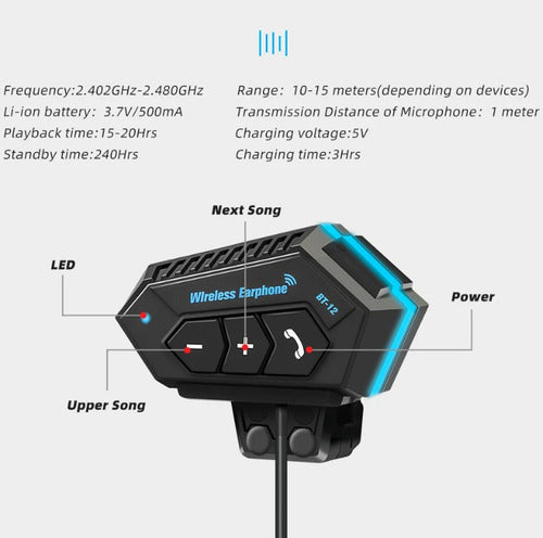 Auriculares Simil Intercomunicador Para Motos Bluetooth