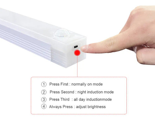 Lampara Tubo Luz Led Recargable Sensor De Movimiento 50cm