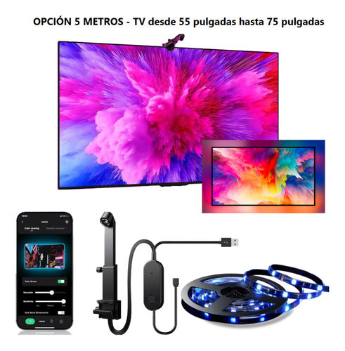 Cinta Tira Luces Led Rgb Sincroniza Colores De Tv O Monitor