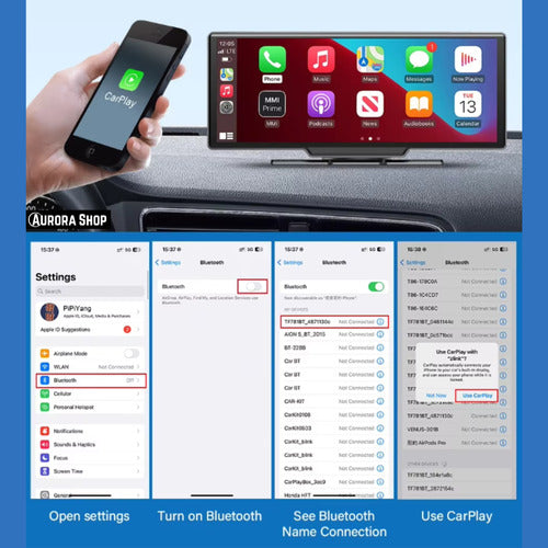 Pantalla Multimedia Carplay Universal Camara Frontal + 64 Gb