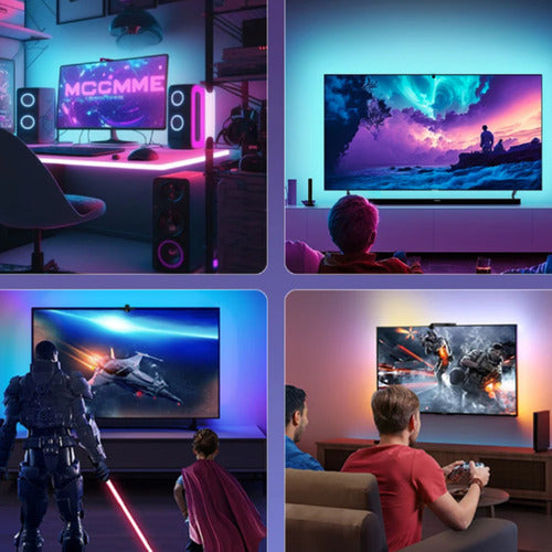 Cinta Tira Luces Led Rgb Sincroniza Colores De Tv O Monitor