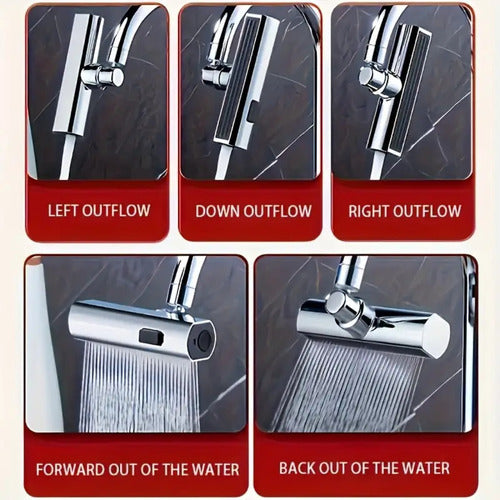 Cabezal Puntero Giratorio Canilla Cocina Universal 4 Modos Plateado Brillante