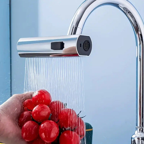 Cabezal Puntero Giratorio Canilla Cocina Universal 4 Modos Plateado Brillante