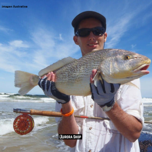 Combo De Pesca Con Mosca Caña Reel Tanza Estuche Moscas Kit