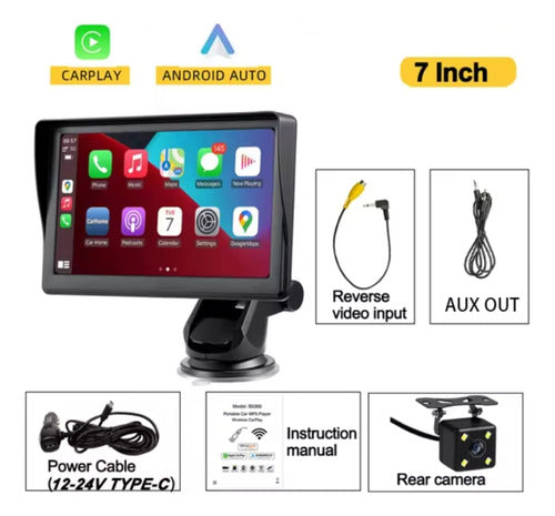 Radio Multimedia Pantalla Android Apple Carplay + Camara 7'' Negro