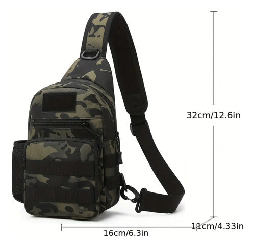 Morral Pechera Tactica Mochila Cruzada Para Camping Y Pesca Camuflado
