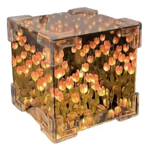 Lampara Jardin Infinito De Flores Tulipanes Veladora