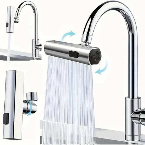 Cabezal Puntero Giratorio Canilla Cocina Universal 4 Modos Plateado Brillante