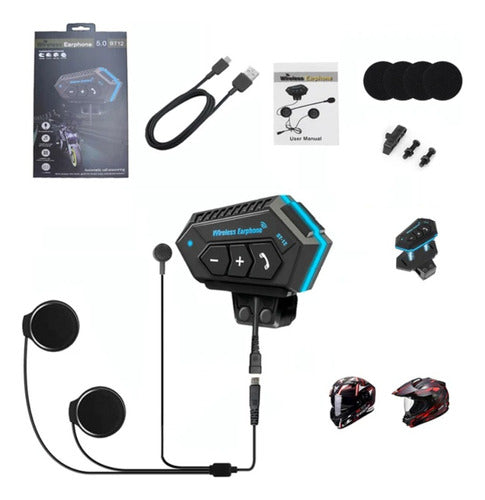 Auriculares Simil Intercomunicador Para Motos Bluetooth