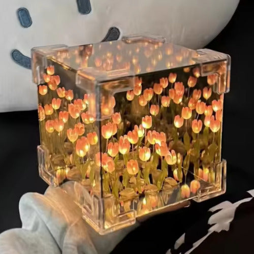 Lampara Jardin Infinito De Flores Tulipanes Veladora