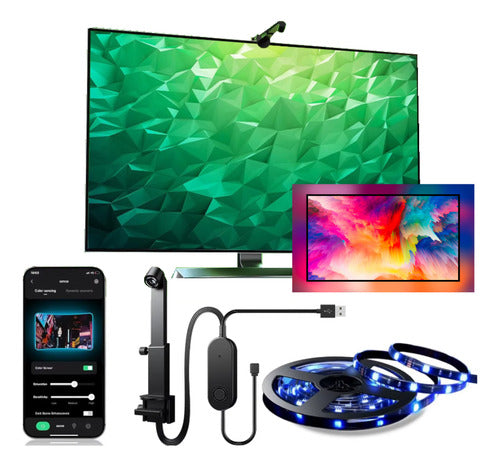 Cinta Tira Luces Led Rgb Sincroniza Colores De Tv O Monitor