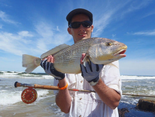 Combo De Pesca Con Mosca Caña Reel Tanza Estuche Moscas Kit