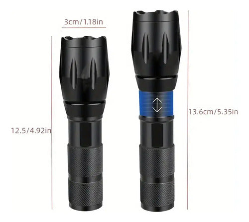 Linterna De Caza Táctica Con Bateria Recargable Y Cargador Multi Color Negro