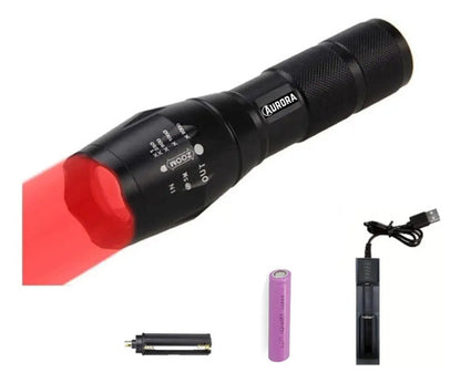 Linterna De Caza Táctica Con Bateria Recargable Y Cargador Multi Color Negro