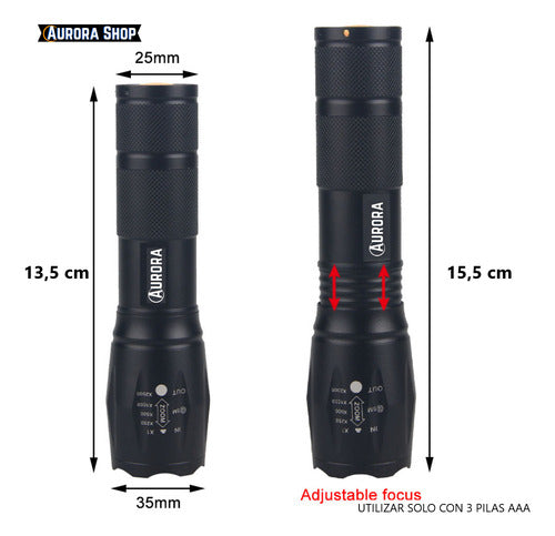 Linterna De Caza Táctica Con Bateria Recargable Y Cargador Multi Color Negro