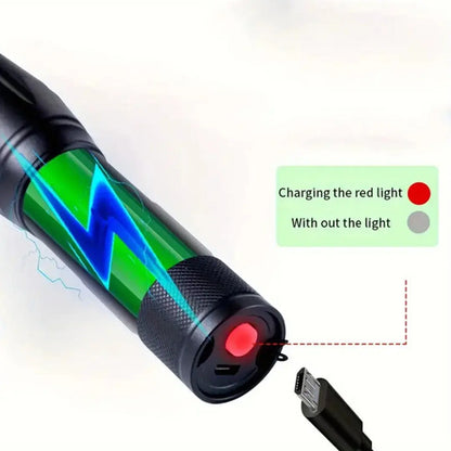Linterna De Caza Táctica Con Bateria Recargable Y Cargador Multi Color Negro