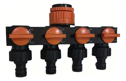Conector De Manguera De Jardin Con 4 Salidas Individuales Naranja