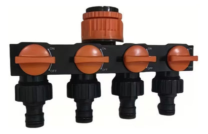 Conector De Manguera De Jardin Con 4 Salidas Individuales Naranja