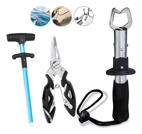 Combo De Pesca Pinza De Corte Pinza Boga Grip Y Saca Anzuelo Negro