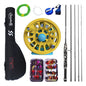 Combo De Pesca Con Mosca Caña Reel Tanza Estuche Moscas Kit