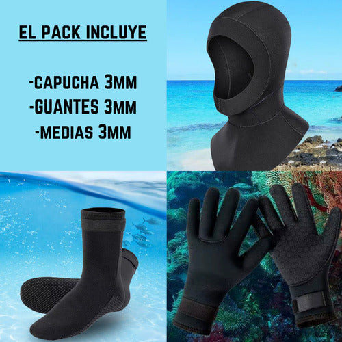 Capucha Medias Y Guantes De Neopreno Natacion Surf Buceo 3mm