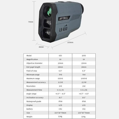 Telemetro Laser Rangefinder Artbull 650m - Caza Y Tiro Golf