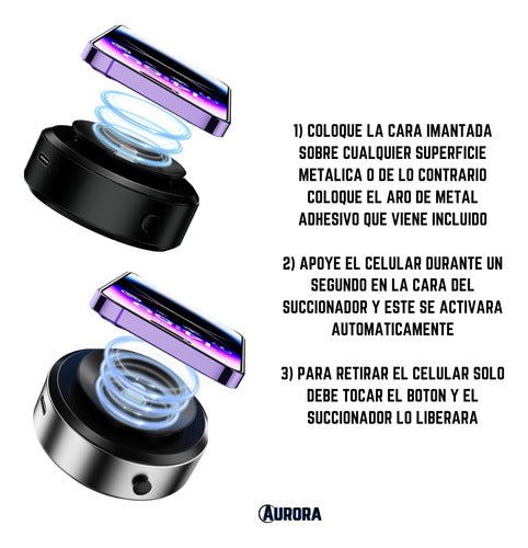 Soporte Celular Succionador Y Adhesivo O Imantado Para Auto