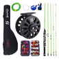 Combo De Pesca Con Mosca Caña Reel Tanza Estuche Moscas Kit