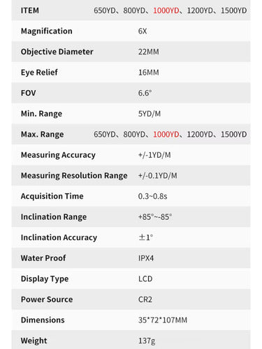 Telemetro Laser Rangefinder Artbull 1000m Caza Y Tiro Pro
