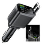 Cargador Auto Rápido Usb Tipo C Retráctil Extensible 5 En 1 Negro